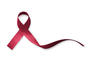 Burgundy ribbon for oral cancer awareness